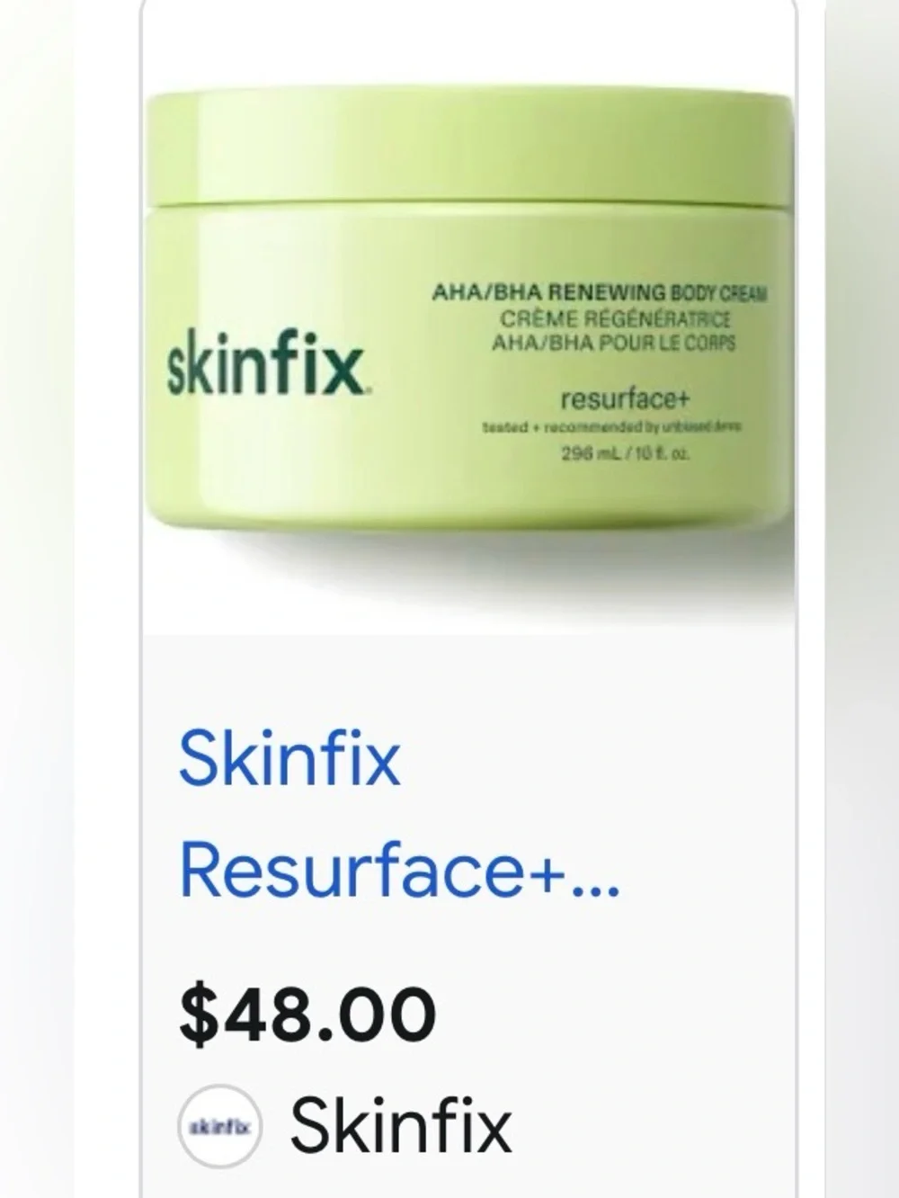 Skin Resurface+ Renewing Body Cream — Light Green by Skinfix